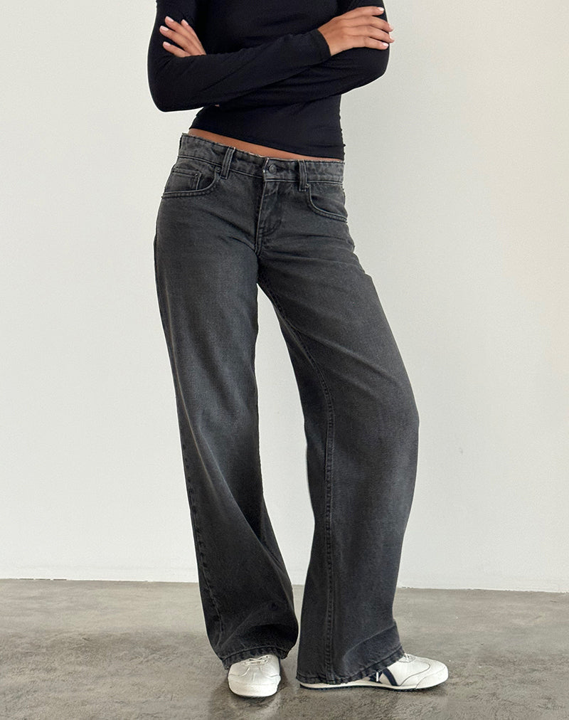 Parallel Jeans in Washed Black Grey