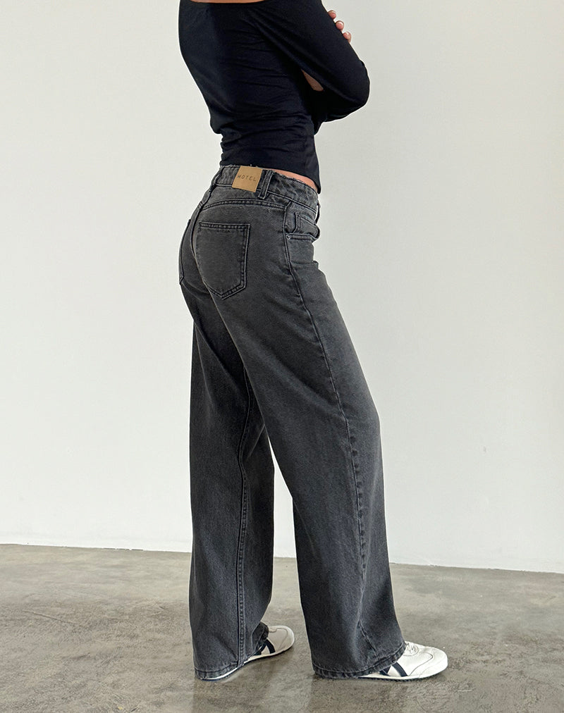 Parallel Jeans in Washed Black Grey