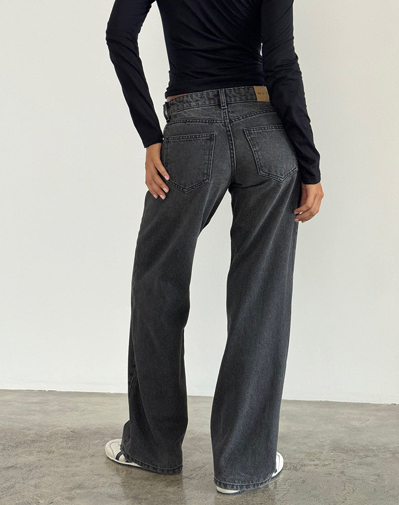 Parallel Jeans in Washed Black Grey