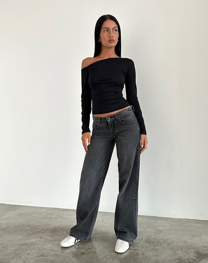 Parallel Jeans in Washed Black Grey
