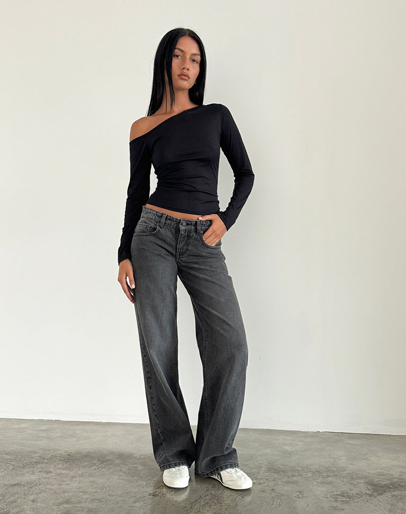 Parallel Jeans in Washed Black Grey