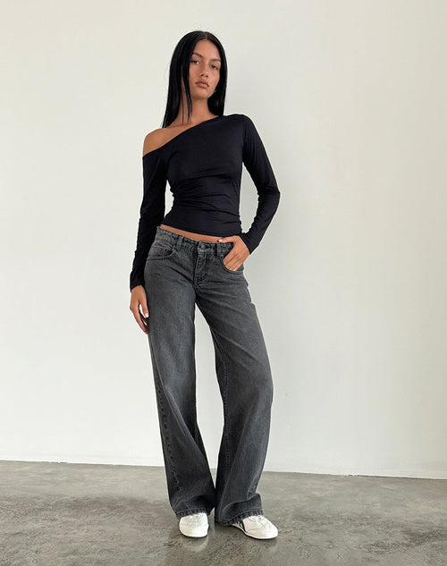 Parallel Jeans in Washed Black Grey