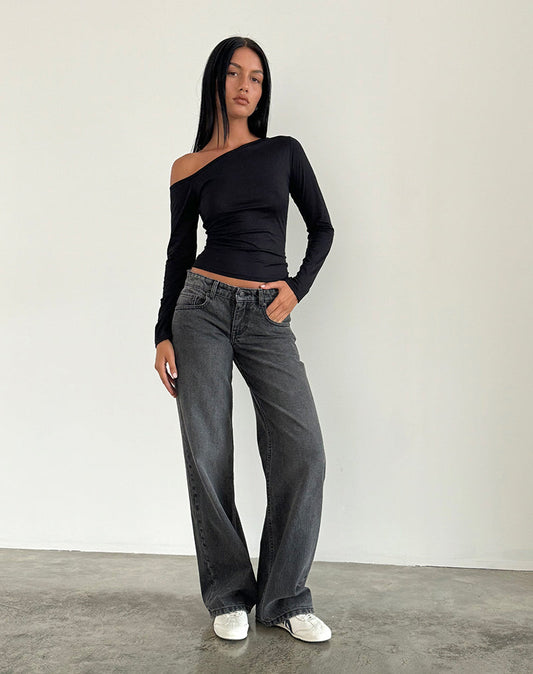 Parallel Jeans in Washed Black Grey