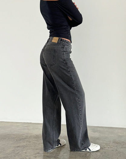 Parallel Jeans in Washed Black Grey